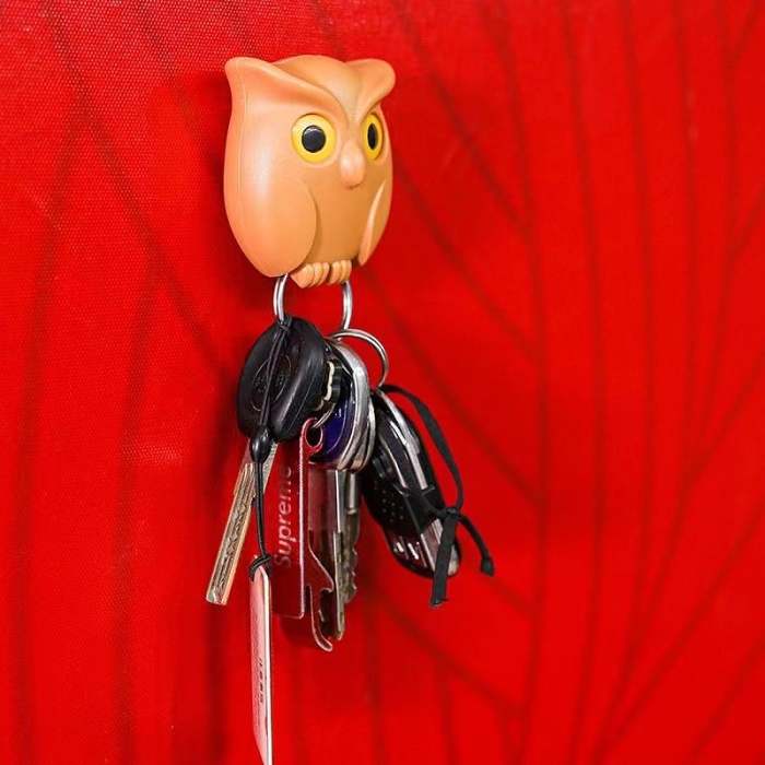 Creative winking owl punch-free key hook