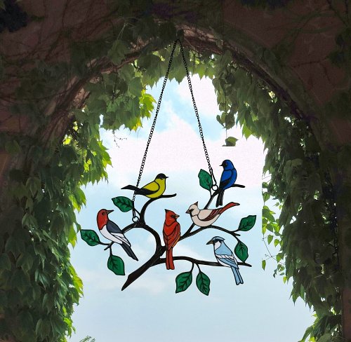 Summe Sale The Best Gift-Colorful Stained Glass Birds Window Hangings