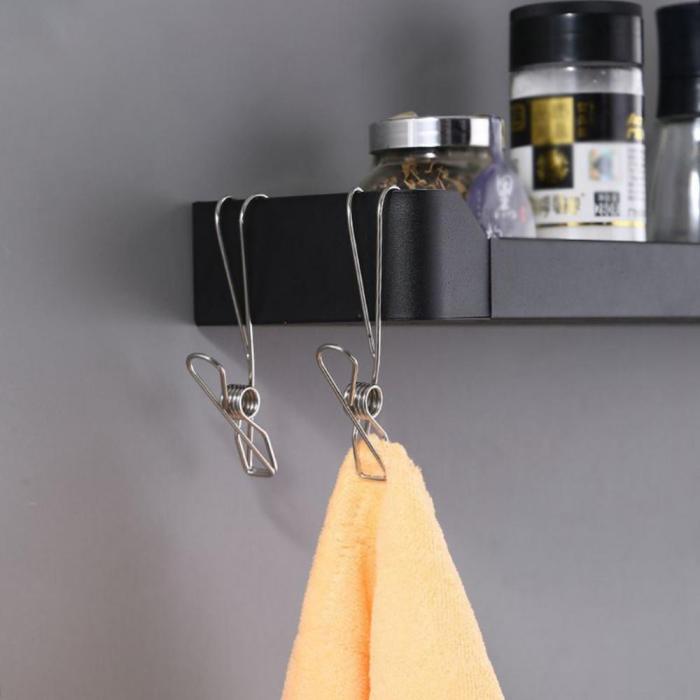 Stainless Steel Long Tail Clip with Hooks--4 PCs/Set