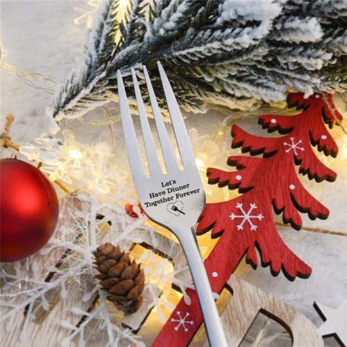 (EARLY CHRISTMAS SALE - 48% OFF) Engraved Fork - LET'S HAVE DINNER TOGETHER FOREVER