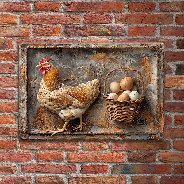 ON SALEVintage Chicken & Fresh Eggs Metal Sign - Rustic Wall Decor