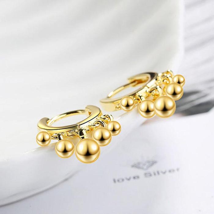 925 sterling silver round bead earrings