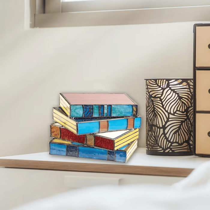 Stained  Stacked Books Lamp