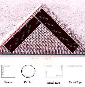 Reusable Corner Area Carpet Rug Grippers - Rubber Anti Curling Non Slip Skid Pads -8pc Set