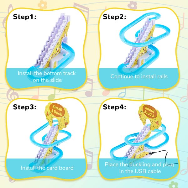 Funny Automatic Stair-Climbing Ducklings Cartoon Race Track Set