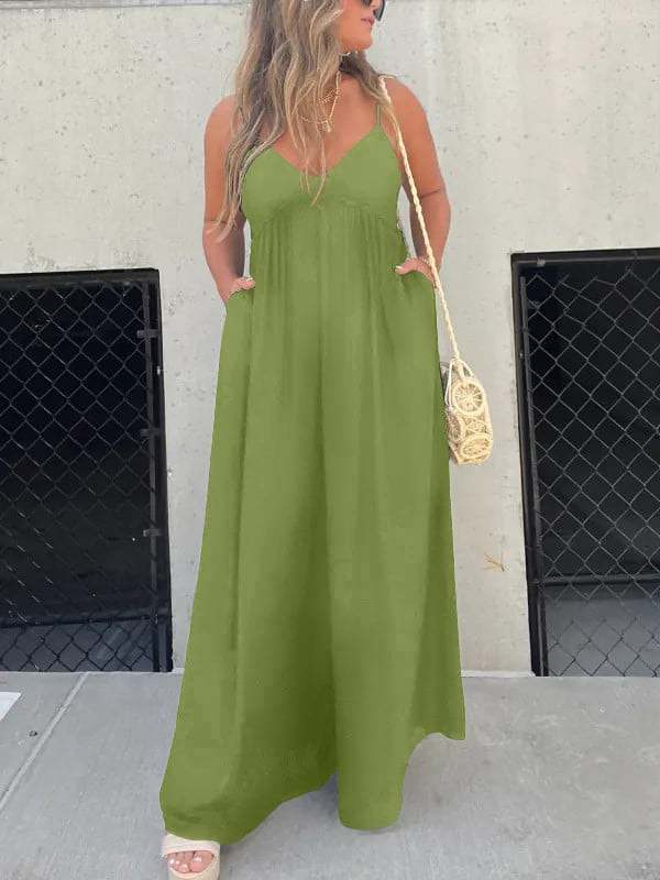 V-Neck Effortless Wide Leg Jumpsuit