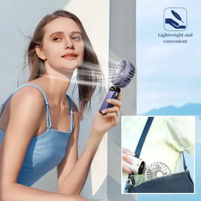 Portable Handheld Fan with Battery Indicator