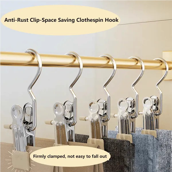 (2024 New Arrival  40% OFF )Anti-Rust Clip-Space Saving Clothespin Hook