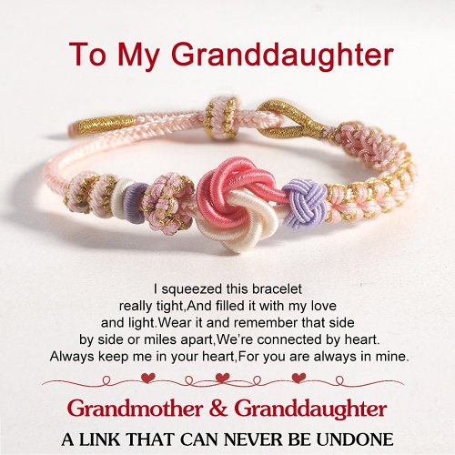 FOR DAUGHTER/GRANDDAUGHTER  - A LINK THAT CAN NEVER BE UNDONE PEACH BLOSSOM KNOT BRACELET