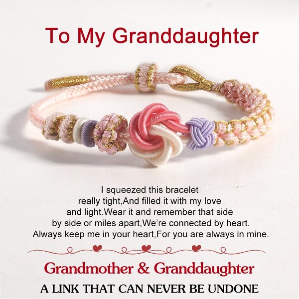 FOR DAUGHTER/GRANDDAUGHTER  - A LINK THAT CAN NEVER BE UNDONE PEACH BLOSSOM KNOT BRACELET