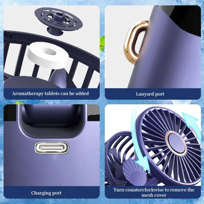 Portable Handheld Fan with Battery Indicator
