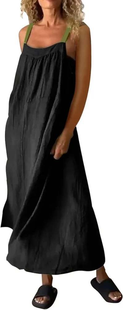 Women's Simple Cotton Linen Sling DressFree Shipping