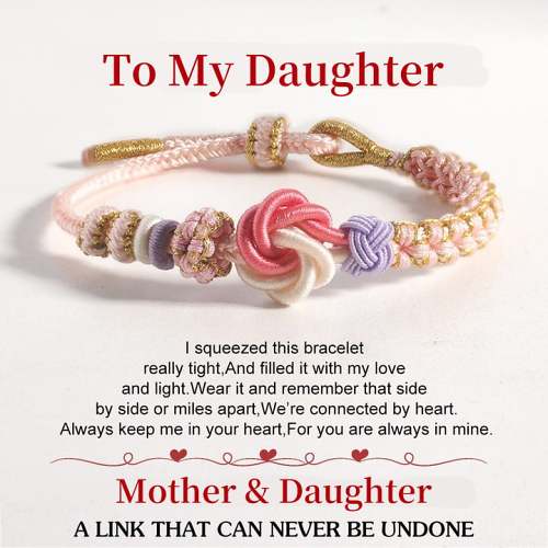FOR DAUGHTER/GRANDDAUGHTER  - A LINK THAT CAN NEVER BE UNDONE PEACH BLOSSOM KNOT BRACELET