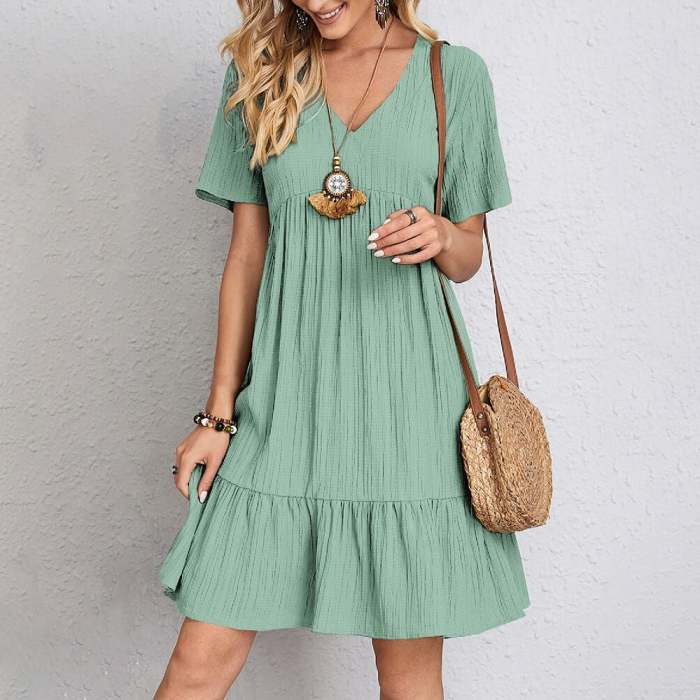 Loose casual tie waist flowy dress