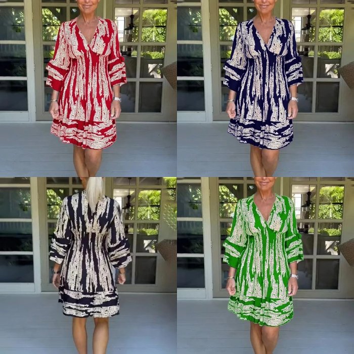 2024 HOT SALE-49% OFFWaist Bell Sleeve V-neck Dress