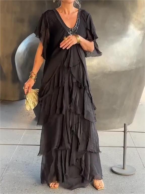 Elegant V-neck Maxi Dress