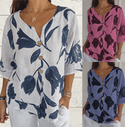 HOT SALES 49% OFFPrinted V-neck Tunic TopBuy 2 Save 15%
