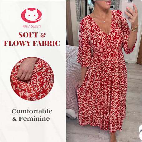 Big Sales SAVE 49% OFF-Bohemian casual print V-neck waist wrap long dress