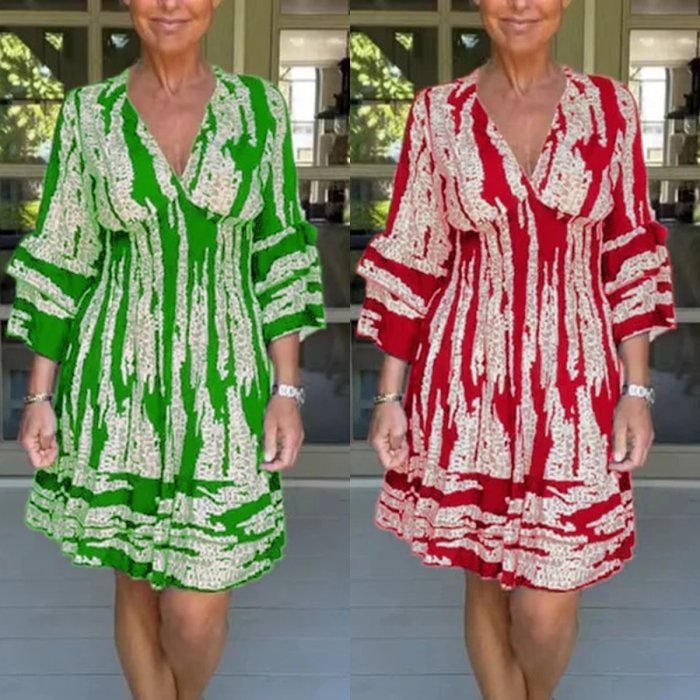 2024 HOT SALE-49% OFFWaist Bell Sleeve V-neck Dress