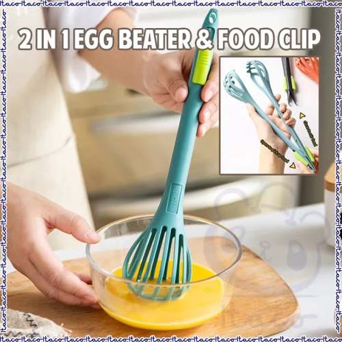 (Hot Sale- SAVE 48% OFF)2 in 1 Food Clip & Egg Whisk(Free Shipping）