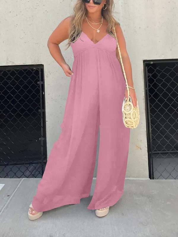 V-Neck Effortless Wide Leg Jumpsuit