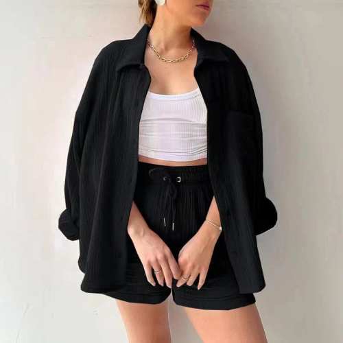 Two-piece long-sleeved shirt women's casual suit