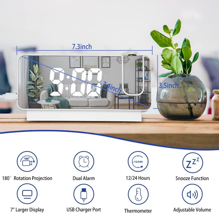 Mirror Projection Alarm Clock