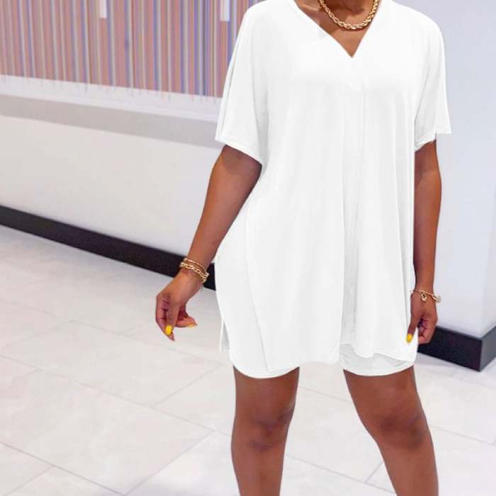 Hot SalesV-Neck Dress & Shorts Set