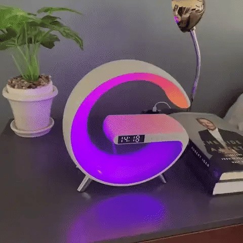 Multifunctional Bluetooth Speaker-Colorful Atmosphere Light Wireless Charging and Clock All-in-one Machine