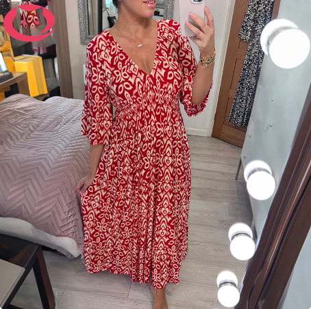 Big Sales SAVE 49% OFF-Bohemian casual print V-neck waist wrap long dress