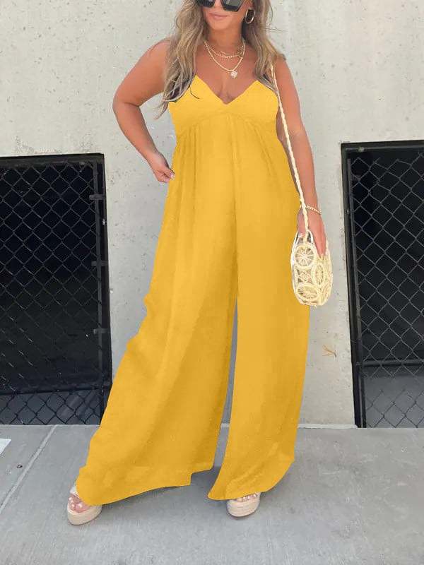 V-Neck Effortless Wide Leg Jumpsuit