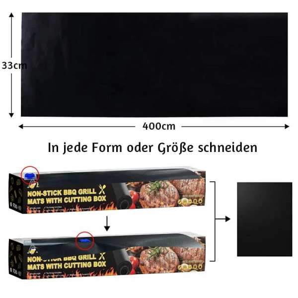 Hirundo non-stick BBQ grill mats with cutting box