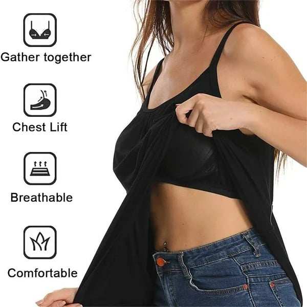 LAST DAY 49% OFFLoose fitting Tank Top With Built-in Bra