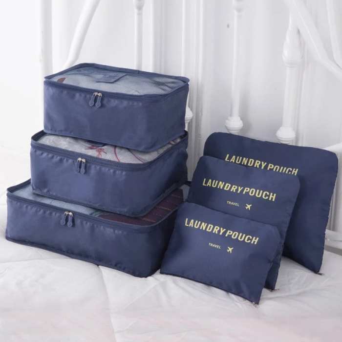 6 pieces portable luggage packing cubes