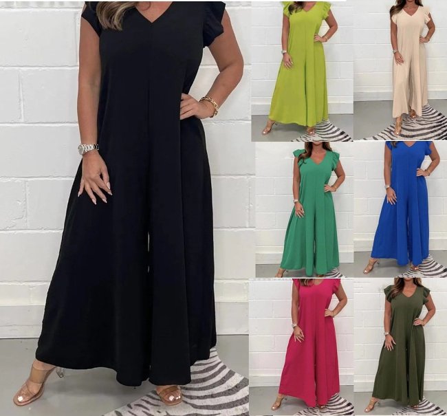 2024 SUMMER NEW RUFFLED WIDE-LEG CASUAL JUMPSUIT