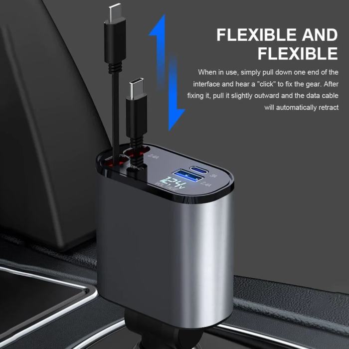 Retractable 4-in-1 Car Charger