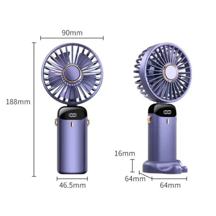 Portable Handheld Fan with Battery Indicator