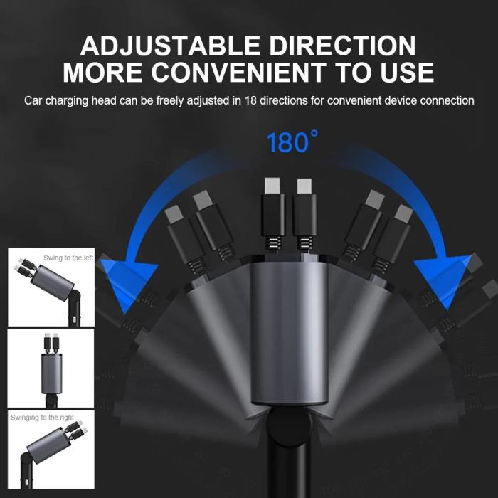 Retractable 4-in-1 Car Charger