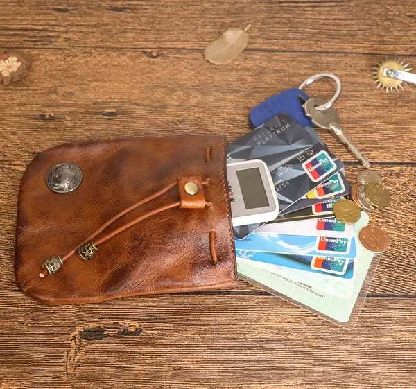 Simple cowhide retro storage bag
