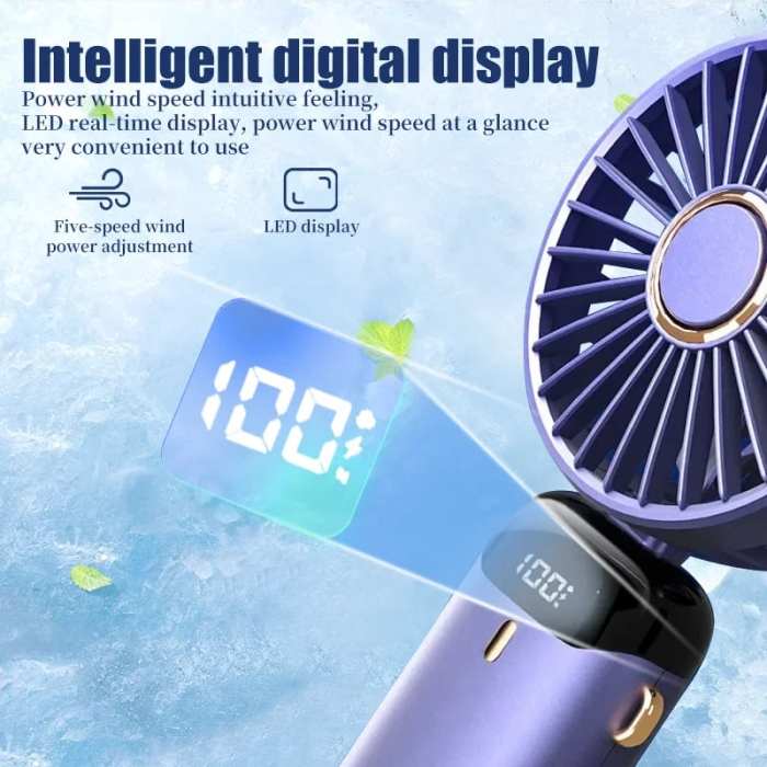 Portable Handheld Fan with Battery Indicator