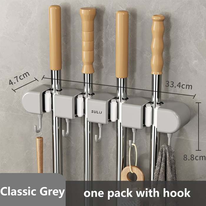 Multifunctional Mop Holder with Hook