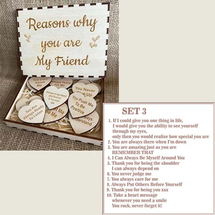 (49% OFF)Why You Are My Friend Wooden Box and Heart Tokens