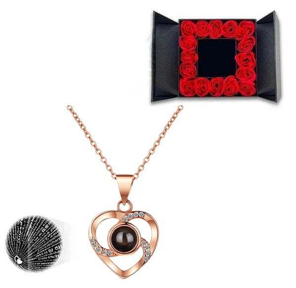 I Love You Roses Bloom Necklace in 100 Languages Gift Set