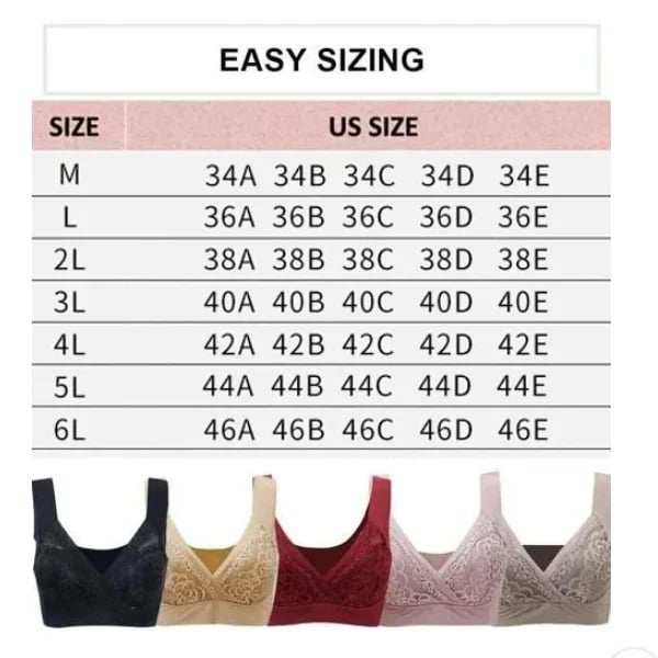 ROSY LIFT BRA –Plus Size Comfort Extra Elastic Wireless Support Lace Bra (Size runs the same as regular bras)