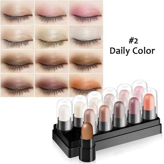 Long Lasting Waterproof 12-Color Eyepen Glitter Shimmer Eye Shadow Pen Set