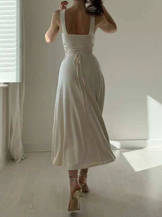 Audrey Reversible Midi Dress in Organic Bamboo with Pockets