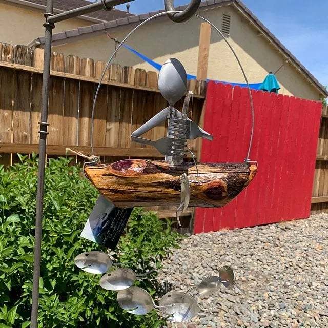 Handcrafted Fisherman's Spoon Fish Sculpture Wind Chime