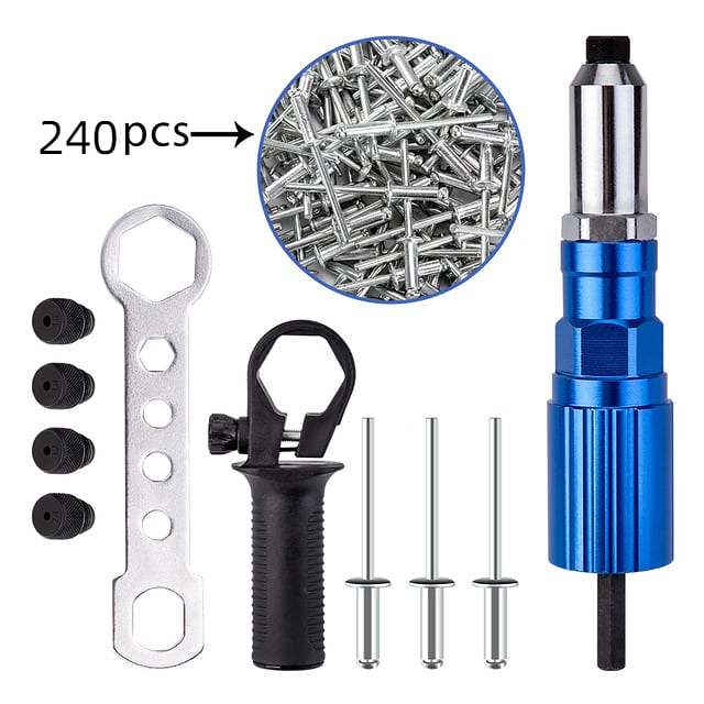 Professional Rivet Gun Adapter Kit with 4Pcs Nozzle Bolts