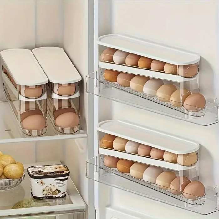 Space-Saving Rolling Egg Storage Box