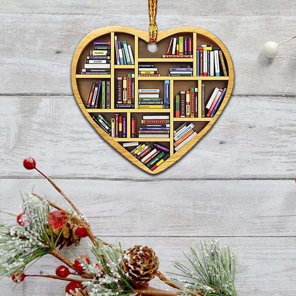 Book Lovers Heart Ornament(2D Flat)